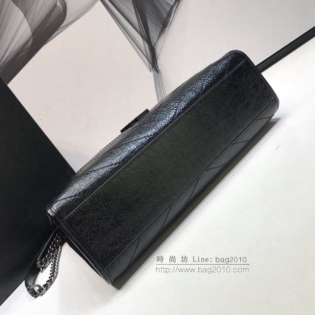 YSL爆款女士包包 聖羅蘭經典款爆裂紋羊皮聖羅蘭印花手提包 YSL折疊購物袋手袋  jjh1044